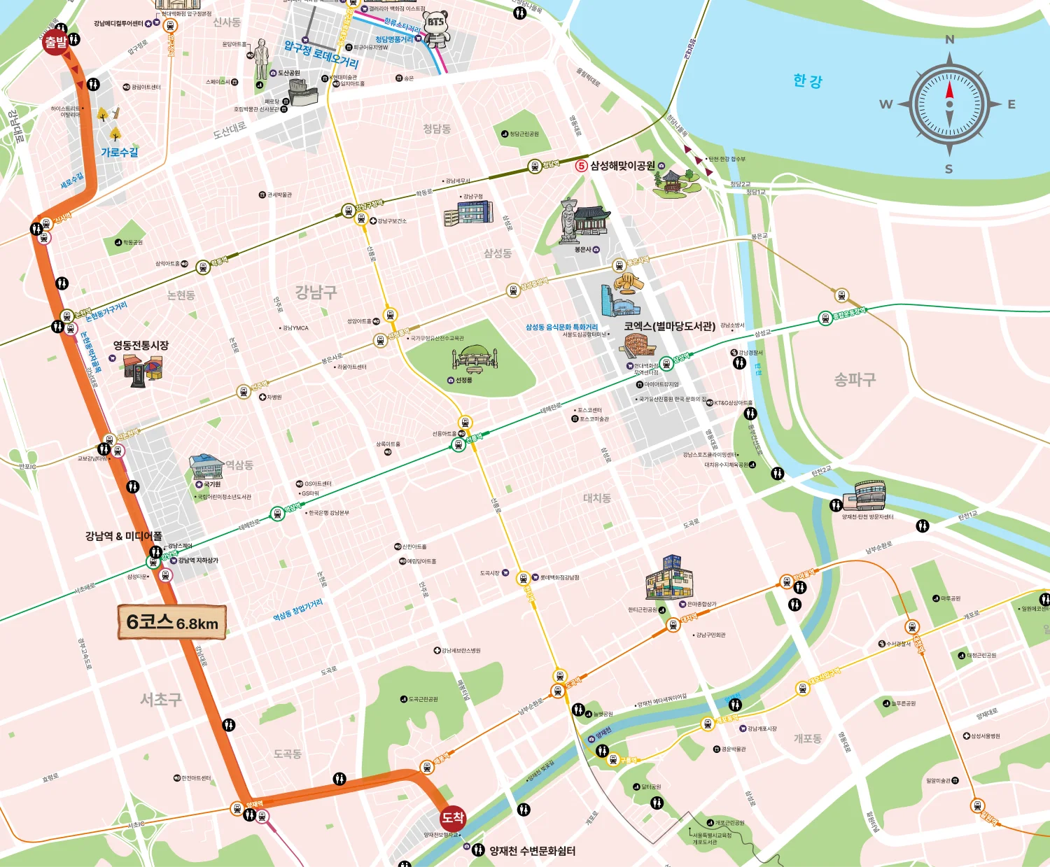 Gangnam Trail 6Course Map
